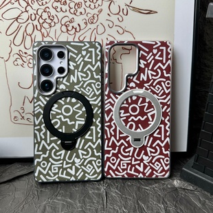 【高街涂鸦风系列】适用于三星GalaxyS25Ultra手机壳带支架三星GalaxyS24Ultra手机壳超薄磁吸全包S23U保护套