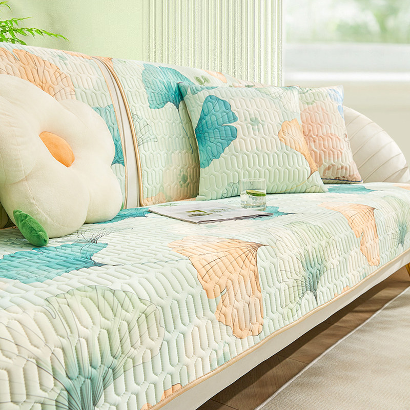 夏季乳胶冰丝沙发坐垫田园风防滑沙发罩靠背巾沙发盖布凉垫