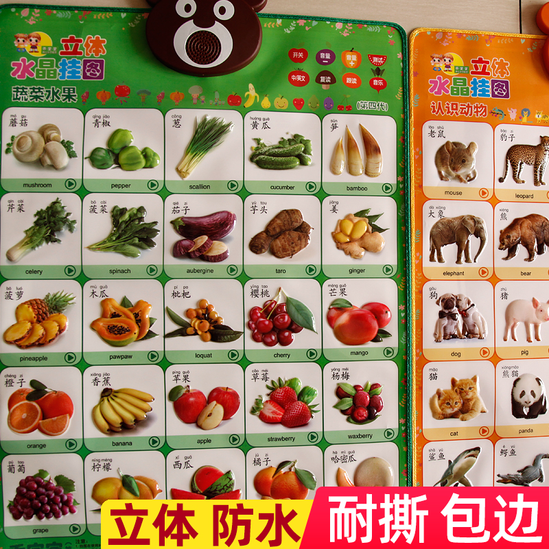 幼儿童有声挂图宝宝早教认知卡片看图识字发声学说话识物拼音数字