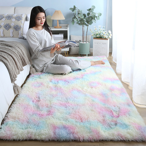 长毛in地毯牀边毯卧室满铺爱少女房间装饰毛毯地垫加厚牀前毯