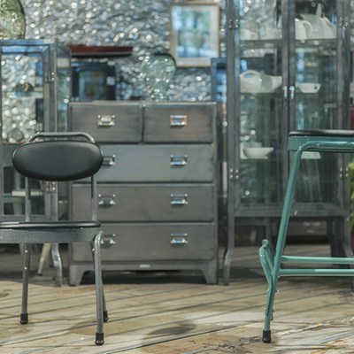 oll飞机头 DON金属U座面高脚吧凳 工业咖啡厅家用复古椅子