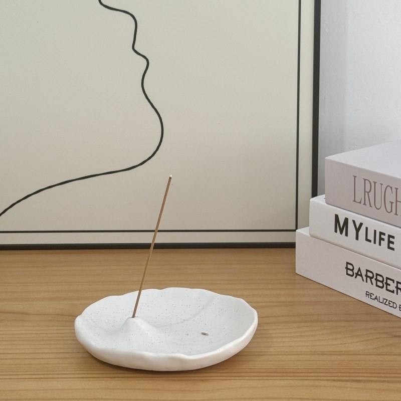 手工艺术喷点陶瓷线香香插家用装饰茶室客厅会所陶瓷香盘香托摆件