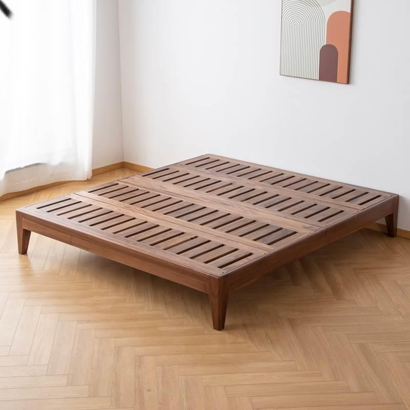 全实木日式无床头床无靠背床黑w胡桃木床架榻榻米定制1.81.5米落