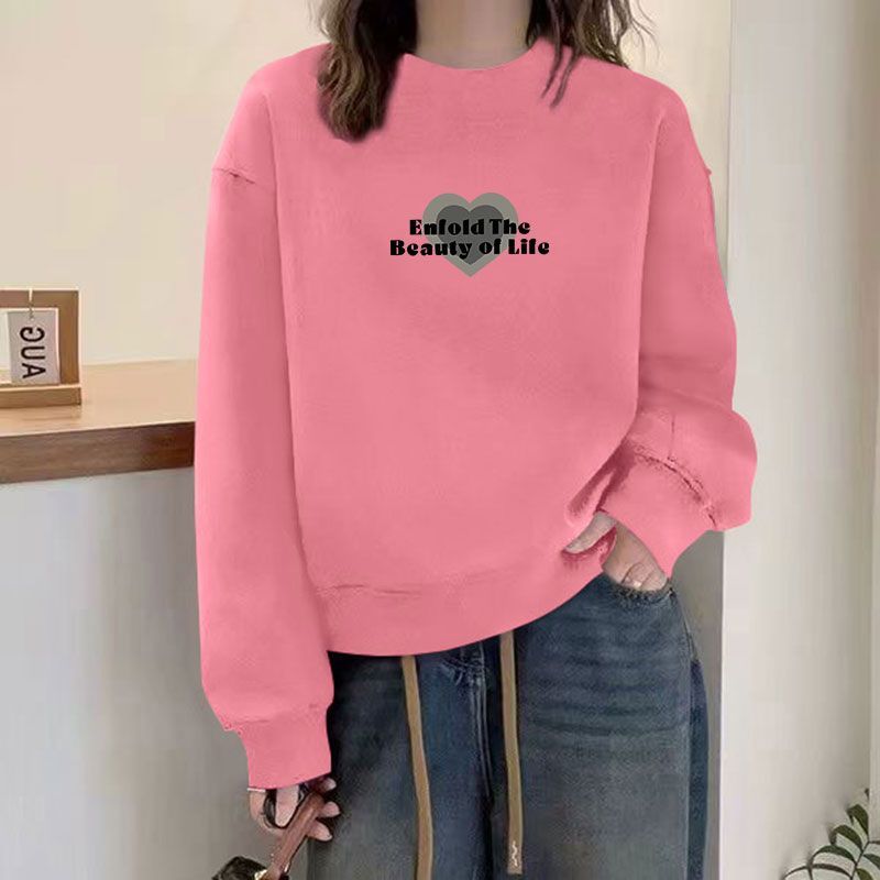 精梳华棉圆领长袖卫衣女秋冬爆款