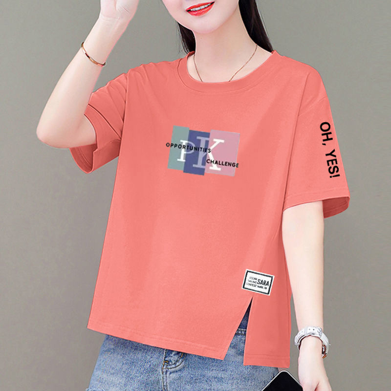 100%纯棉短袖T恤女时尚韩版宽松