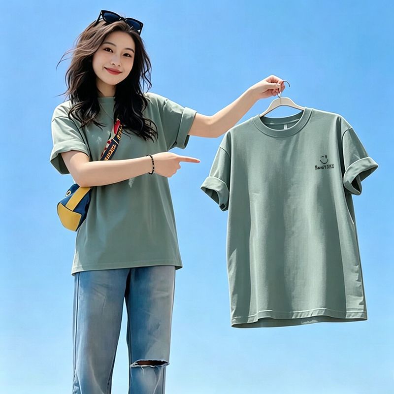 夏季纯棉女短袖T恤宽松减龄