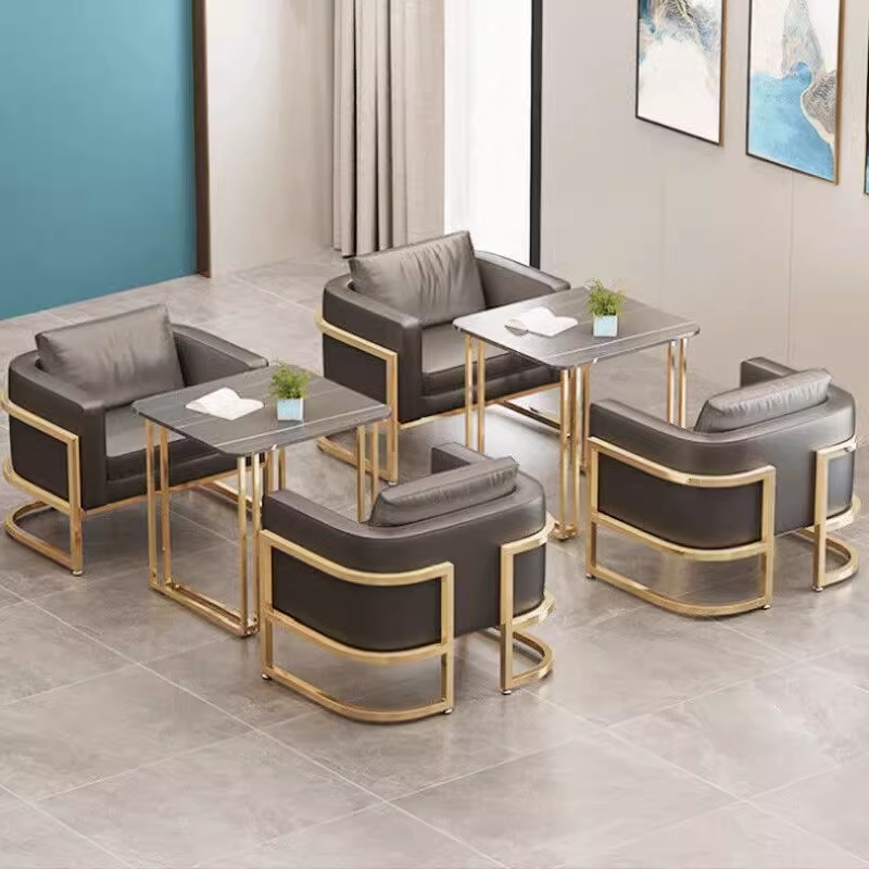 现代轻奢办公室接待会客区沙发简约商务洽谈桌等候休息区茶几组合