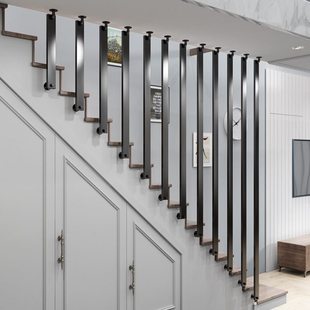 网红复式楼梯扶手护栏侧装简约现代铁艺阁楼家用围栏别墅室内栏杆