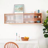 原点生活樱桃木吊柜实木挂墙式 壁柜简约厨房客厅置物柜储物落地柜