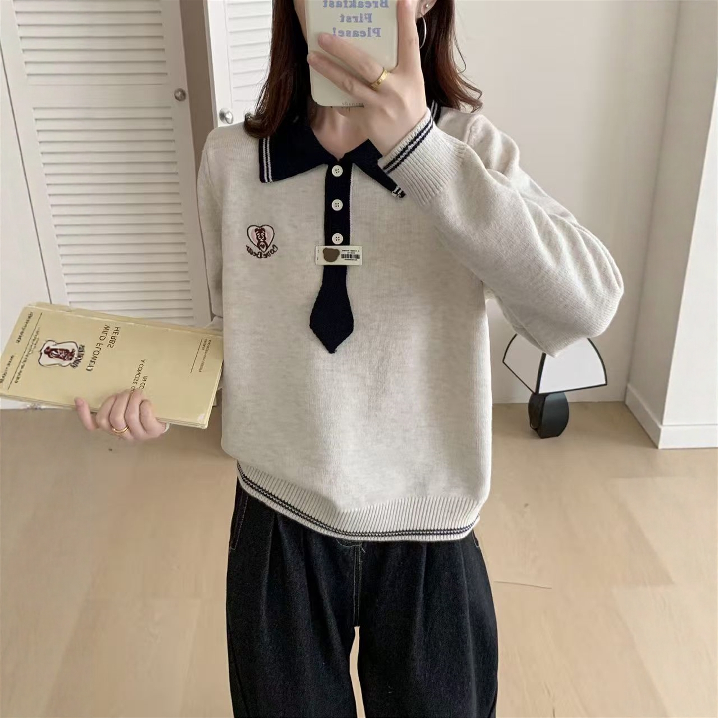 秋冬女士polo领毛衣女202