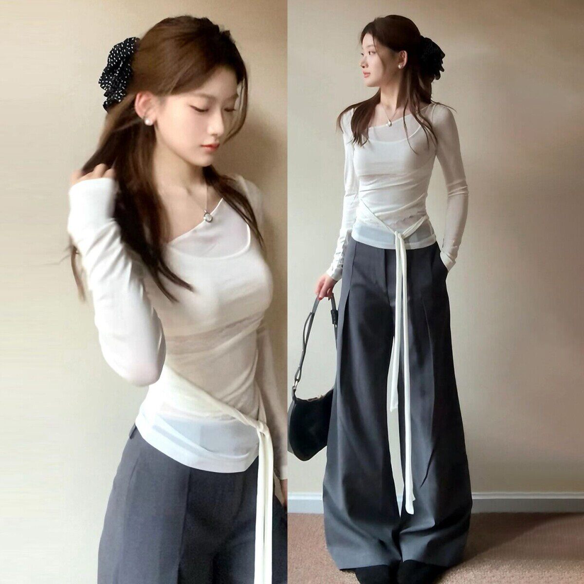 韩系休闲运动套装少女学生秋冬新款加绒加厚连帽卫衣阔腿裤两件套