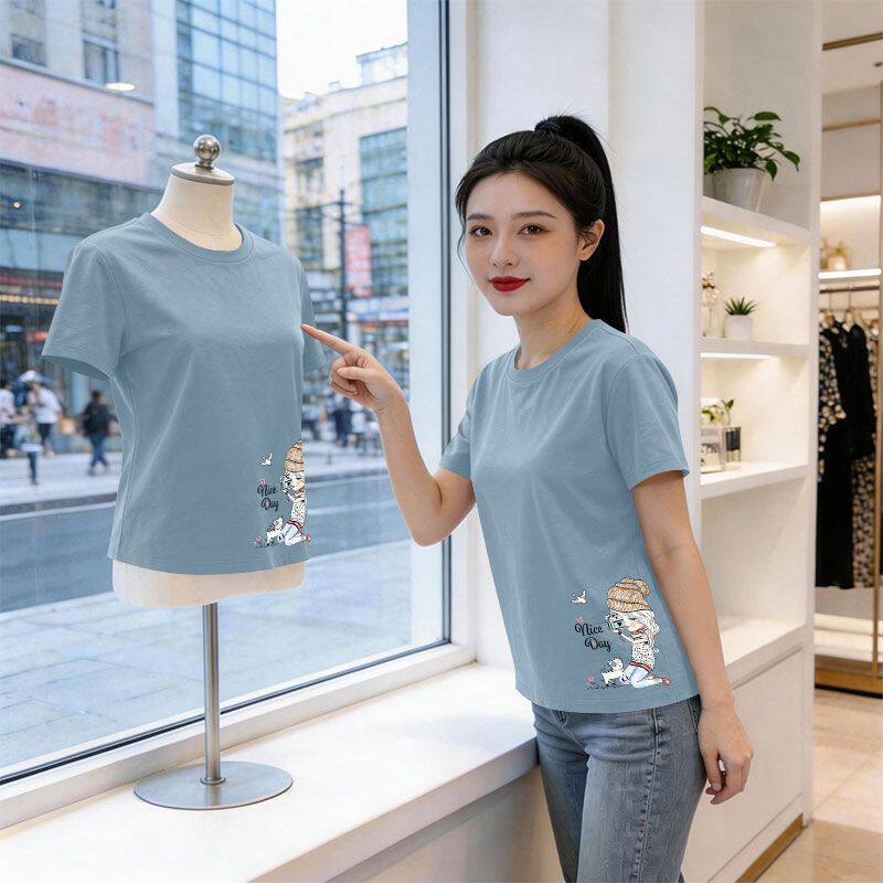 夏季纯棉百搭宽松短袖T恤女