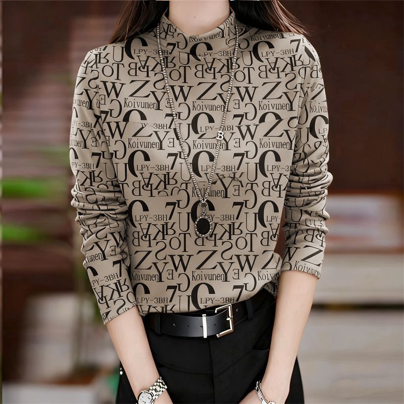 秋冬新款印花高级保暖时尚长袖T