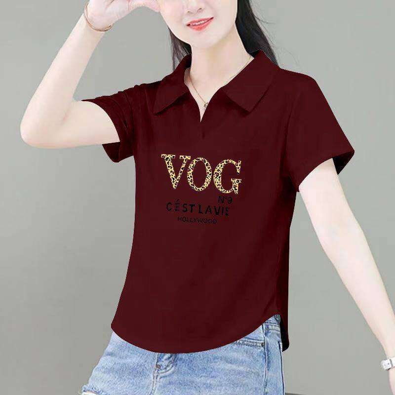 polo衫纯棉女士短袖t恤新款爆款休闲大码时尚翻领潮流夏季上衣ins