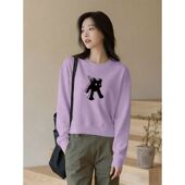 减龄气质百搭大码 精梳纯棉短款 上衣女 韩版 时尚 长袖 卫衣女秋冬新款