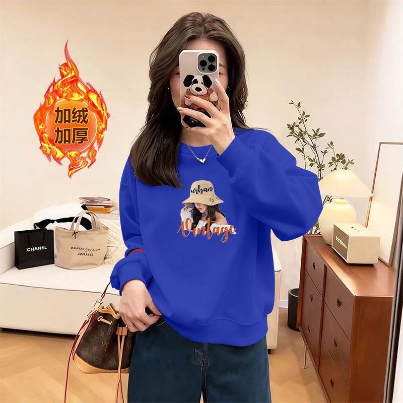 精梳纯棉韩版宽松加厚卫衣女秋冬