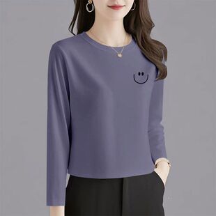 遮肉韩版 精梳纯棉短款 洋气宽松显瘦时尚 T恤女秋冬新款 上衣女 长袖