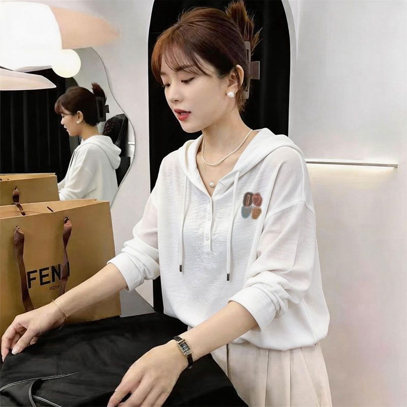 秋冬纯棉连帽长袖T恤女宽松显瘦