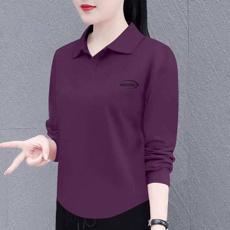 精梳纯棉时尚长袖T恤女秋冬新款设计感气质百搭简约大码上衣女ins