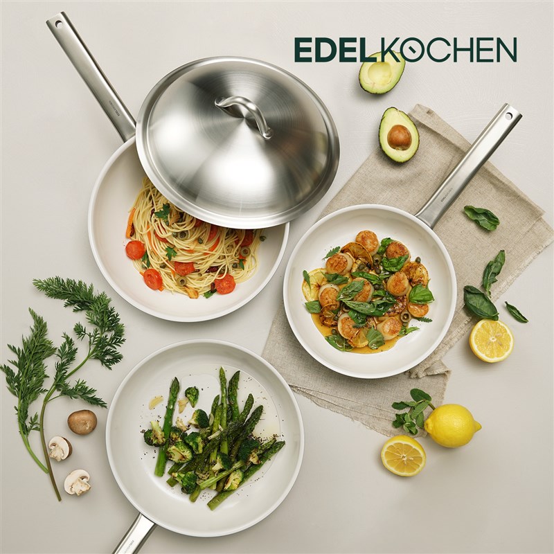 姜妍同款edelkochen陶瓷不粘锅炒锅家用不锈钢炒菜锅平底煎锅