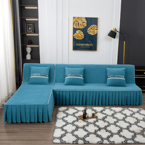 新款加厚无扶手沙发床罩懒人沙发盖布通用沙发垫防滑贵妃定制