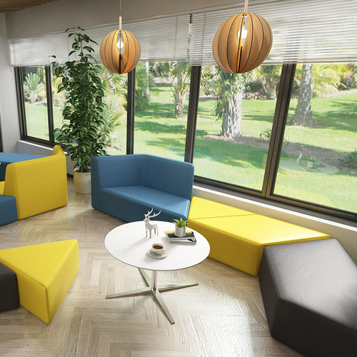 现代商用办公接待洽谈会客室休息区创意异形沙发茶几装