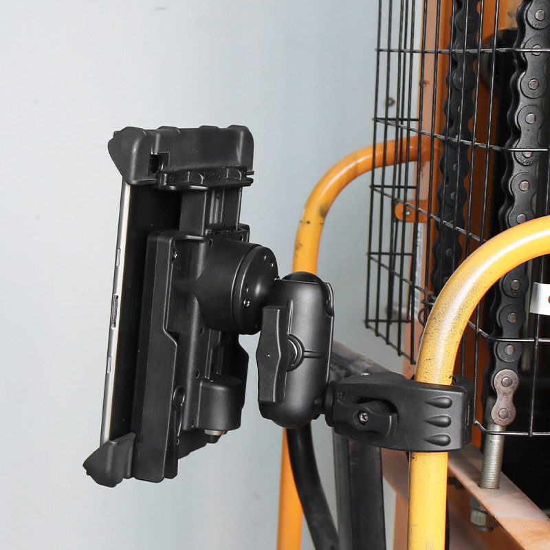 工业厚平板电脑带锁固定支架测亩仪车载平板防盗带锁平板夹支架