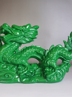 绿色实木龙木质生肖青龙木头雕刻辰龙纯木整料补角补位工艺品