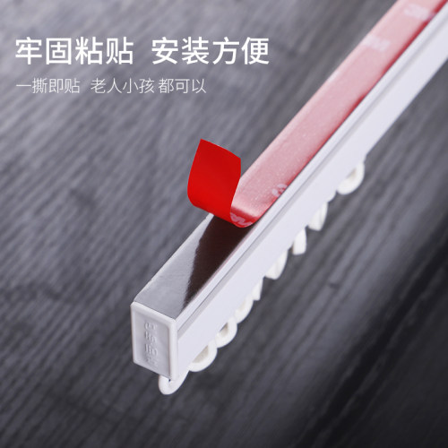 帘滑轨滑轮顶滑道免打安侧铝合金静音单粘