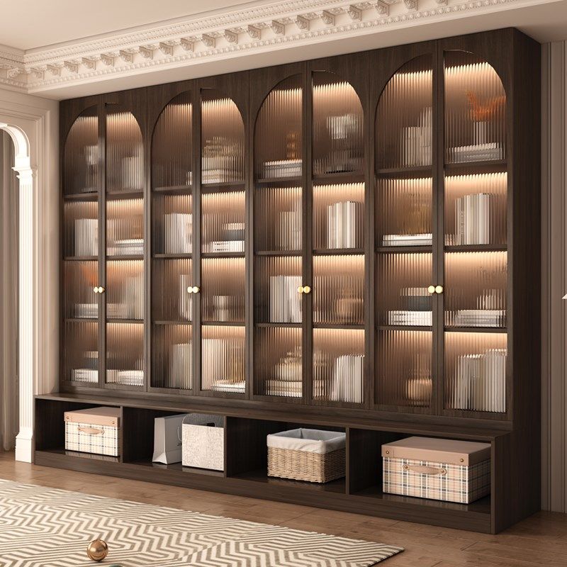 中古风家具一面墙书柜实木侘寂风文件柜整墙胡桃展示柜高档茶室柜,住宅家具,组合书柜,淘宝优惠券,粉丝福利购,淘宝优惠卷