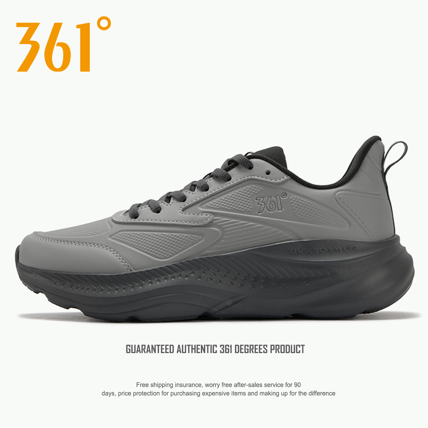 361度男鞋灰色皮面运动鞋2025秋冬季新款官方正品男士休闲跑步鞋