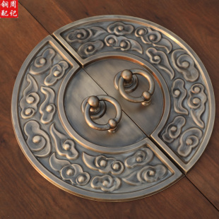 中式纯黄铜门拉手仿古虎头狮子头门环把手老式门栓别墅锁扣铜插销