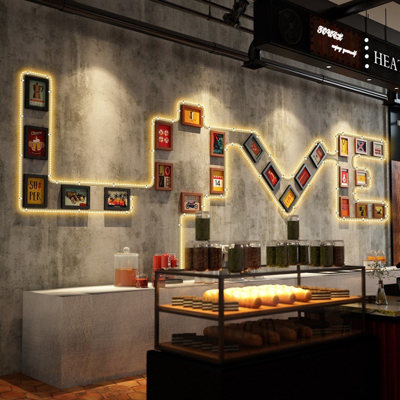 工业风墙面装饰品复古酒吧清吧z场景布置创意烧烤饭店楼梯墙壁挂图片