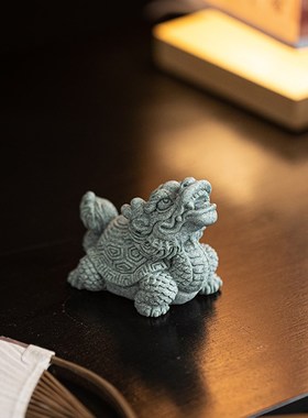 青砂石金钱小龙龟茶宠茶玩摆件创意假山鱼缸造景园艺盆栽桌面装饰