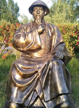 玻璃钢仿铜林则徐雕塑禁毒英雄大炮雕像虎门销烟浮雕铸铜雕塑