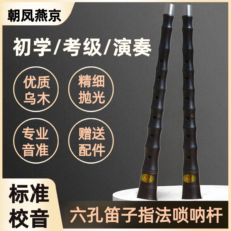 笛子指法唢呐杆黑檀乌木六孔dc降b调喇叭民间孔红白喜事大中小号