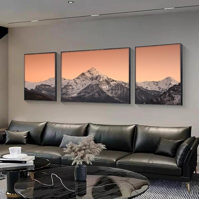 背靠金山客厅三联装饰画梅里雪山沙发背景墙壁画招财山水风景挂画