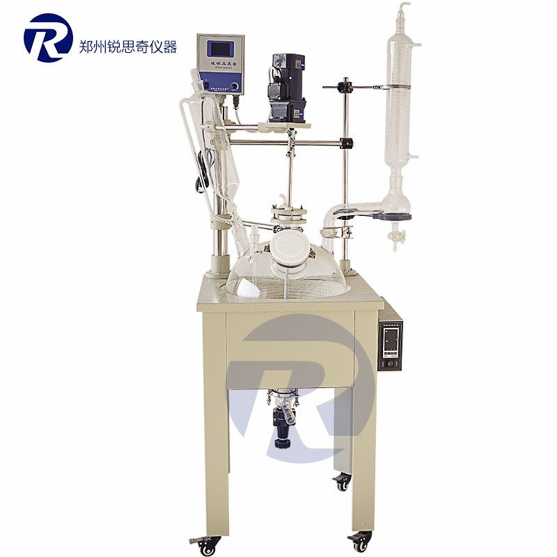 热销实验室设备防爆设计单层玻璃反应釜实验室搅拌棒变频电机