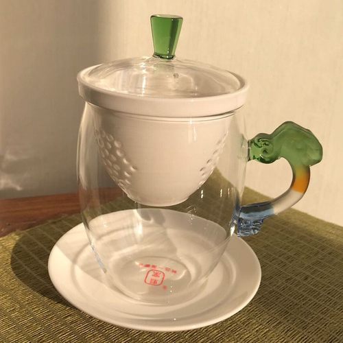 夏季女款玻璃茶杯建窑多彩琉璃把玻璃杯茶具陶瓷过茶杯办公杯