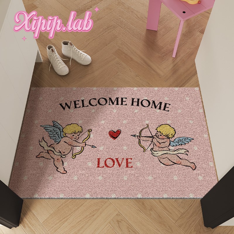 xipiplb复古家用入户地垫丝圈可裁剪PVC玄关垫进门蹭脚除尘垫子