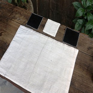 倚山人侗族纯手工侗布亮布蛋布餐垫茶杯垫古典手工布隔热桌布