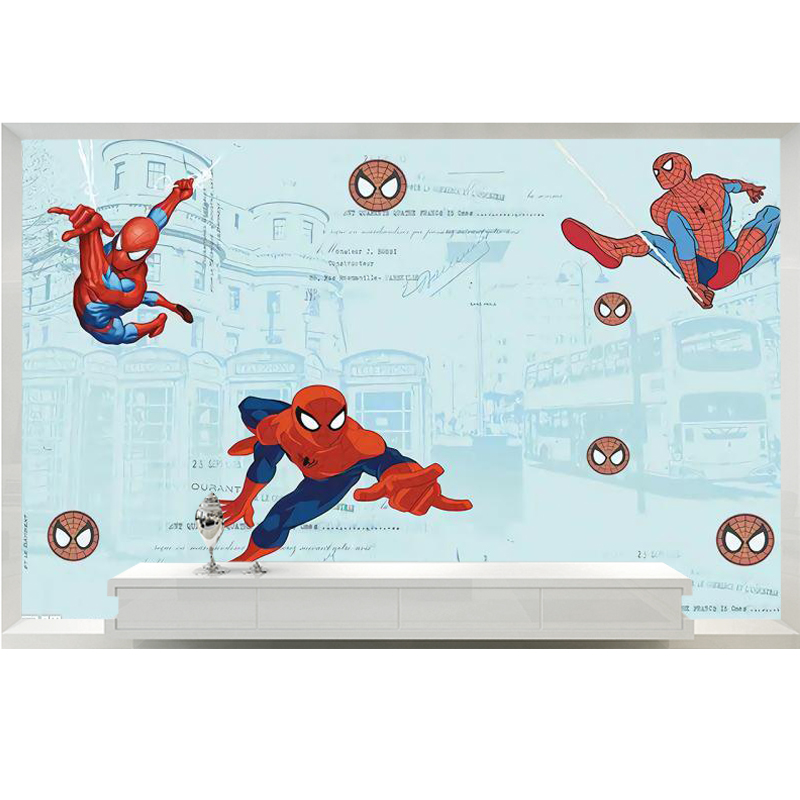 全屋定制3d立体卡通大型8d壁画超凡蜘蛛侠壁纸男孩儿童房墙纸墙布