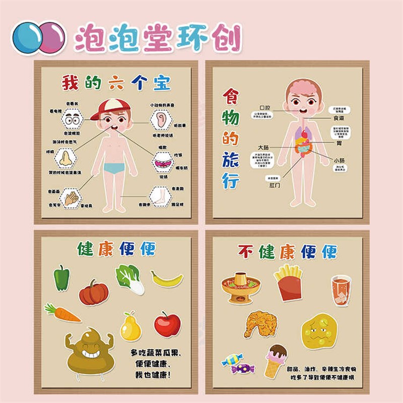 幼儿园食品安全健康题环创营养膳食金字塔珍惜粮食米饭海报墙贴