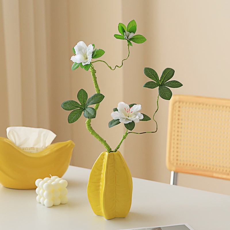 杜鹃花假花仿真花摆设电视柜玄关餐桌装饰桌面花艺小摆件杨桃花瓶