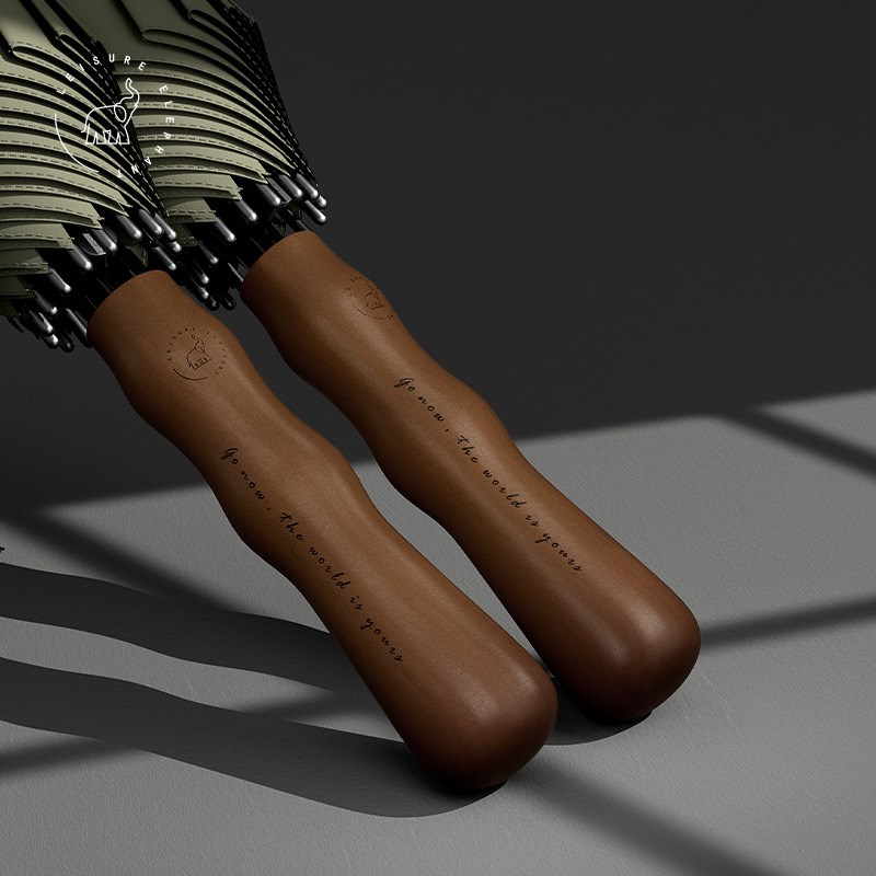 闲象抗风暴1骨直杆伞加大加厚防风抗雨雨伞实木柄商务长柄伞男士