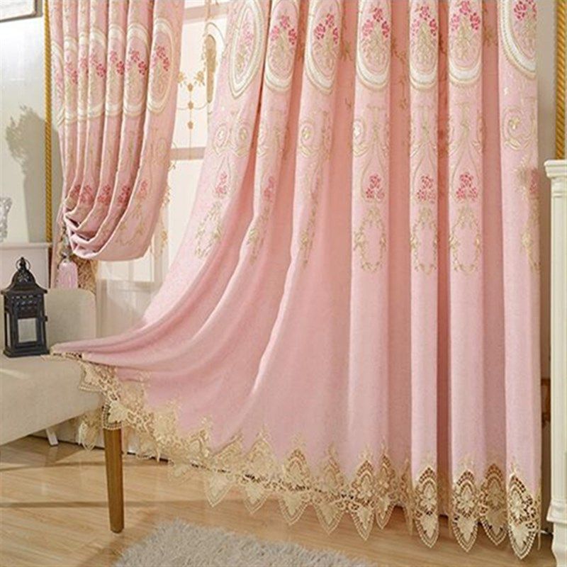 欧式高档雪尼尔绣花窗帘成品客厅卧室阳台落地窗加厚遮光窗帘定制