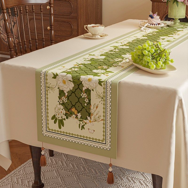 高级感天鹅绒桌旗重磅层流苏长条形桌布电视柜边柜防尘盖布台布,居家布艺,桌旗,淘宝优惠券,粉丝福利购,淘宝优惠卷