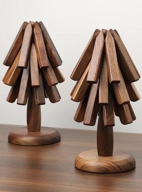 桃实木隔热垫餐桌一棵树防烫隔热垫创意折叠隔热垫 格调