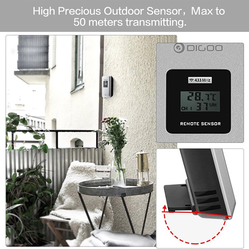 6.5英寸超大屏!带闹钟!出口无线家用温湿度计精准室内外气象站