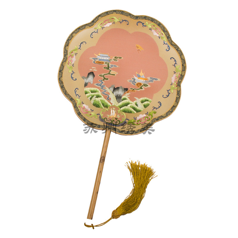 苏绣扇子刺绣团扇面绣花扇宫廷风工艺扇古装汉服舞蹈扇出国礼品